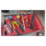 Assorted hand tools, including bolt cutter, 3/8