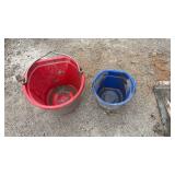 Two horse/livestock buckets