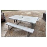 Folding fiberglass picnic table