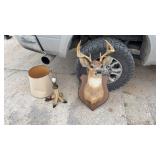 10 point mounted deer and deer hoof lamp