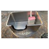 Stainless steel cat litter box with scoop