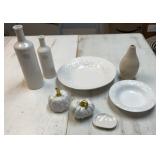 White ceramic fall decor and vases including
