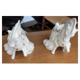 Two ceramic horses, 10 to 14 inches tall