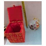 Glass Christmas ornament with dogs painted