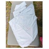 Round white table cloth and napkins with lace