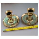 Brass colored candle holders (2)