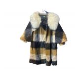 Dan Millstein Plaid and fur wool coat