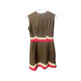 Brown beige and red dress