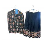 Oscar de la Renta shirt and skirt -pleated