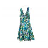 Floral turquoise and green dress