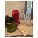 Stone Ware Picter Fiesta Ware 8.5 Inch Vase and 2 Milk Bottles