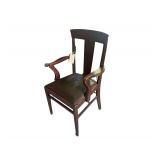 Old Vintage Wooden Chair Leather SeT