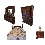 Colonial Style Bedroom Set. Contents and Bedding NOT INCLUDED. Dresser 72 in. W x 20 in. D x 76 in. H. Chest of Drawers 40 in. W x 19 in. D x 59 in. H. Night Stand 28 in.W x 15 in.D x 24 in. H. Queen 