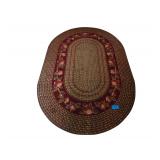 Large Oval Area Rug. Burgundy Background. Approx 94 in. x 64 in.