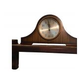 Hurricane Lamps with Wooden Base, Mantle Clock approx 17 in. x 8 in.