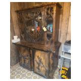 2 Piece Chain Saw Cut China Cabinet Base 56x26x36 Inches Top is 51x16x36 Inches