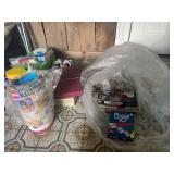 Can of Tinker Toys, Battleship, Monopoly, Checker Board, Uno, Scrabble. And Bible Triva