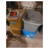 4 Storage Containers Contents Included- Various Signs - Plumbing Supplies