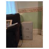 Metal 2- Drawer Filing Cabinet. 15 in. W x 18 in. D x 25.5 in. H.