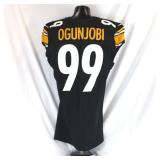 Pittsburgh Steelers #99 Larry Ogunjobi Game Used Home Jersey. Nike home unlaundered jersey worn by defensive lineman Larry Ogunjobi for the December 23, 2023 home game against the Cincinnati Bengals a