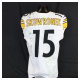Pittsburgh Steelers #15 Ben Skowronek 2024 Game Used Away Jersey. Nike away unlaundered jersey worn by wide receiver Ben Skowronek during the AFC Wild Card Playoff game on January 11, 2025 against the