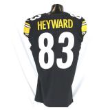 Pittsburgh Steelers #83 Connor Heyward Game Used Home Jersey. Nike home unlaundered jersey worn by tight end Connor Heyward for the November 8, 2023 home game against the Baltimore Ravens at Acrisure 