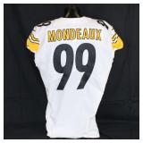 Pittsburgh Steelers #99 Henry Mondeaux Game Used Away Jersey. Game Used Nike away jersey worn by defensive lineman Henry Mondeaux during the 2020 season, which was his rookie season. Jersey features a
