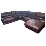 Black Leather 6 Piece Sectional Couch