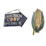 2 Signs Corn and Chicken Coop