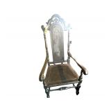 Vintage Hand Carved Caned Back and Seat Chair