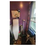 Small Rattan Plant Stand - Ironing Board - 5 x 9 Patio Rug - Tub and Mop