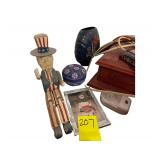 Contents On Top Of Dresser Includes- Prayer Jar - Clown Figure- Star Candle Holder- Uncle Sam - Wooden Box