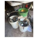 4 - Buckets - Innertube - Small Dolly - Hand Tool Assortment