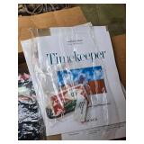 Boxes of Dishes, Glassware, Salt and Pepper Shakers, Kronos Time Keeper, Work Light