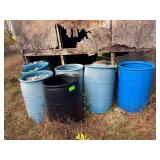7 Plastic 55 Gallon Blue Barrels 3.5 are Full of Aluminum Cans