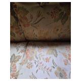 Brown Suede Like Material 92", Rocker Recliner Brown Corduroy-like Material, Sleeper Sofa 70" Cream Background with Orange, Yellow and Green Floral Design