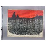 Bruce Carter Woodcut Print “Friends” Signed in Pencil & Marked “Artist’s Proof” - Framed & Matted - 27” x 23.5” Total Size