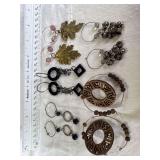 5 Pairs of Custom Made Earrings - Costume Jewelry - Beaded - Bells - Carved African Pendants - Dangling Leaves