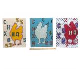 (3) "CHXN HQ55", "CHXN HQ Yellow 4", "CHXN HQ Red" - Mixed Media on Canvas - 11" x 14"