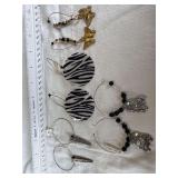 4 Pairs of Custom Made Earrings - Costume Jewelry - Beaded Butterflies - Skull & Crossbones - Square Nails - Zebra Print