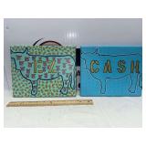 (2) "EZ" & "Cow Cash" - Acrylic on Canvas - 8" x 10"