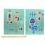 (2) "Interaction #10" & "Interaction #11" - Acrylic on Canvas - 11" x 14"