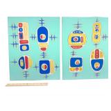 (2) "Interaction #3" & "Interactions #2" - Mixed Media on Canvas - 16" x 20"