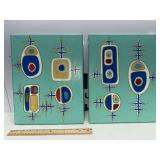 (2) "Interaction #13" & "Interaction #14" - Acrylic on Canvas - 11" x 14"