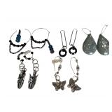 5 Pairs of Custom Made Earrings - Costume Jewelry - Beaded - Bohemian - Spider - Butterfly
