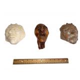 (3) Mixed Media Head Sculptures - 5" x 5"