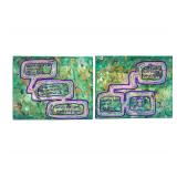 (2) "Organic Verses #3" & "Organic Verses #4" - Mixed Media on Canvas - 16" x 20"