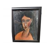 Framed Print of Blue Eyed Girl Smoking by Marc Brun - 19” x 23”