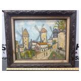 Oil on Canvas Painting After Maurice Utrillo’s “Windmills of Montmartre” - Artis Signed “Murray” - Framed - 26” x 22.5”