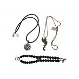 3 Necklaces - Sterling Seahorse Charm - Pewter Celtic Charm - Beaded Piece w/ Sterling Clasps